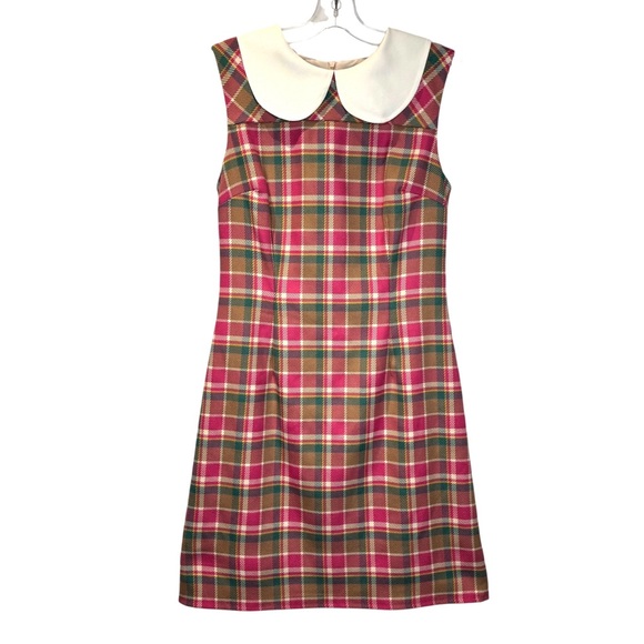 60’s inspired Plaid Mini Dress with White Peter Pan Collar by Marmalade Medium - Picture 3 of 10